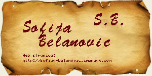 Sofija Belanović vizit kartica
